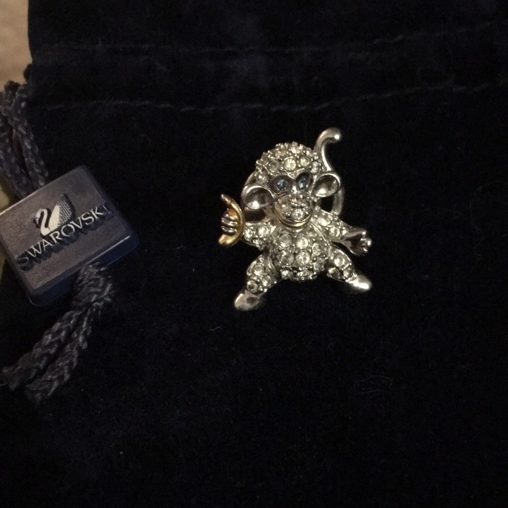 Swarovski - monkey crystal pin